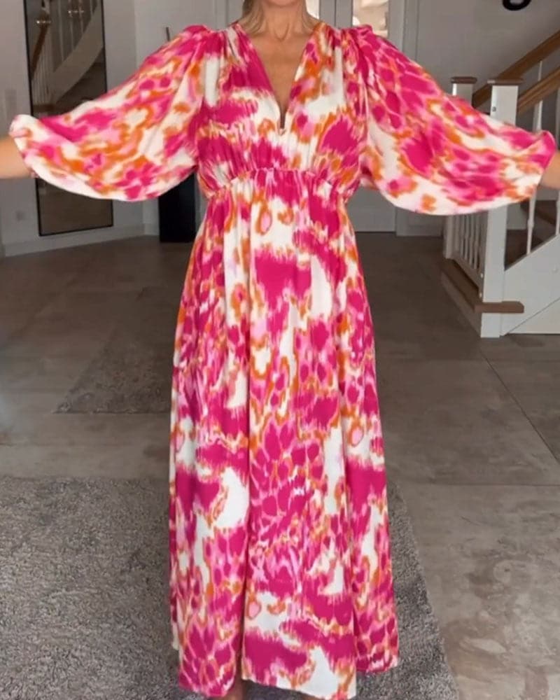 Lagertha - Robe d'été tendance avec col en V