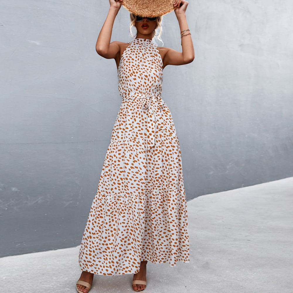 Karina - Robe d'été élégante sans manches à imprimé léopard