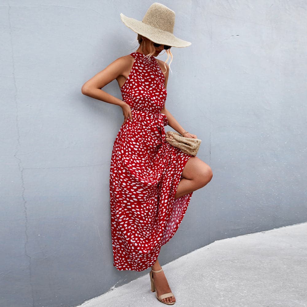 Karina - Robe d'été élégante sans manches à imprimé léopard