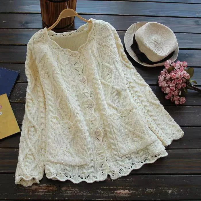 Léonie | Cardigan Élégant avec Maille Douce et Ourlet en Dentelle pour Femmes