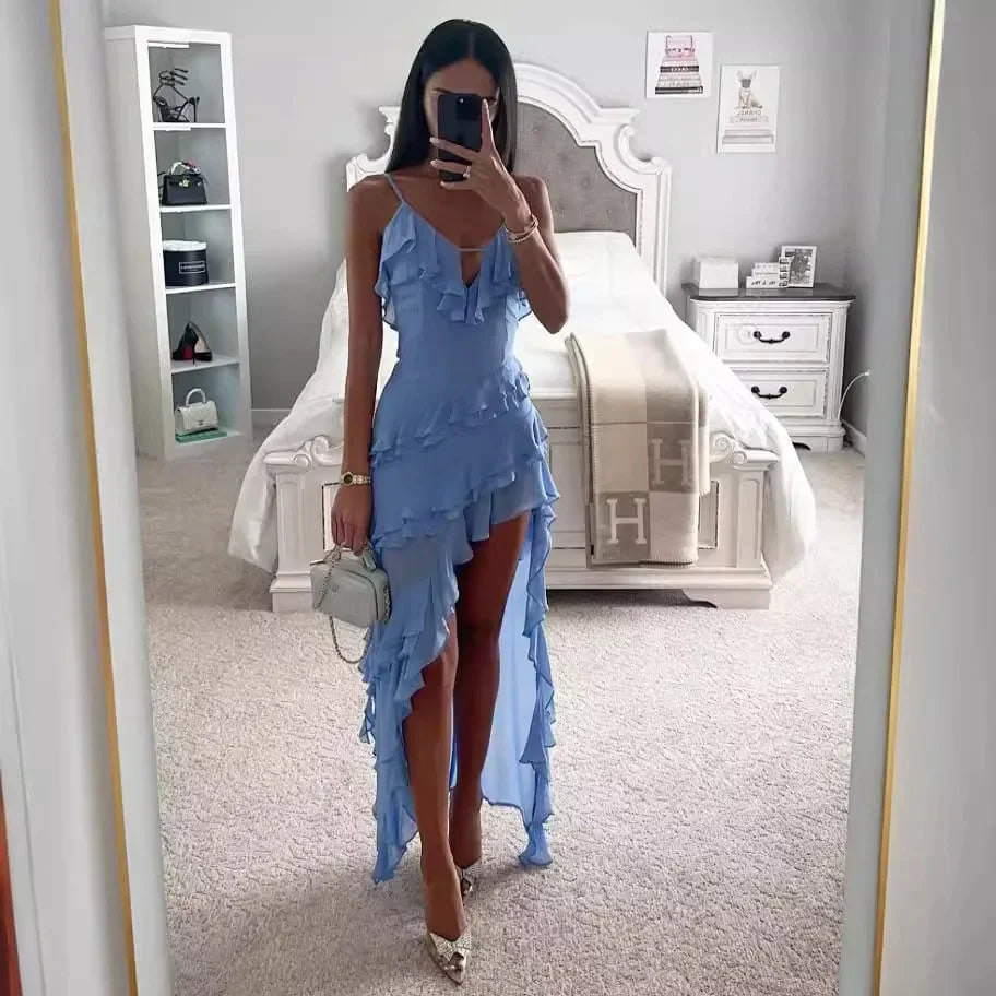 Leda – Robe sexy de couleur unie avec encolure licou