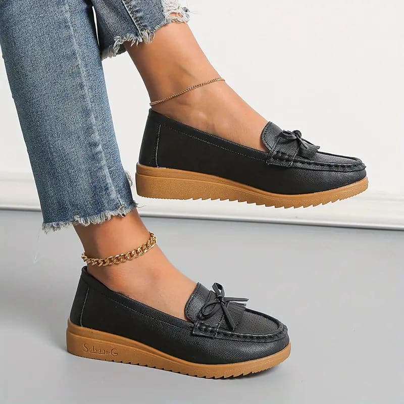Pixi - Mocassins en cuir avec un joli nœud