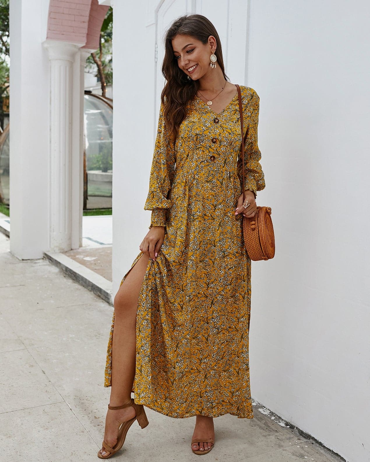 Elena - Robe longue de créateur avec fentes latérales