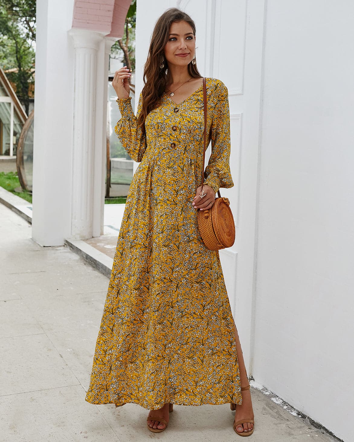 Elena - Robe longue de créateur avec fentes latérales