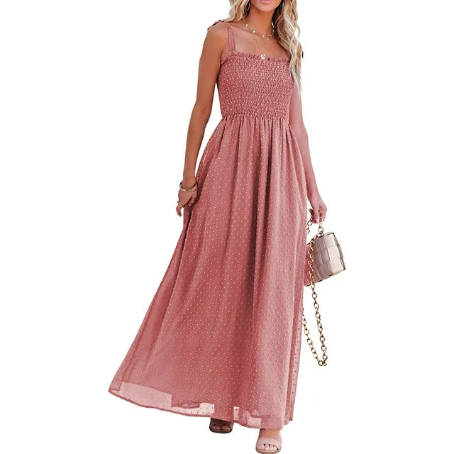 Liana | Robe Maxi Aérienne avec Motif à Pois et Coupe Confortable pour Femmes