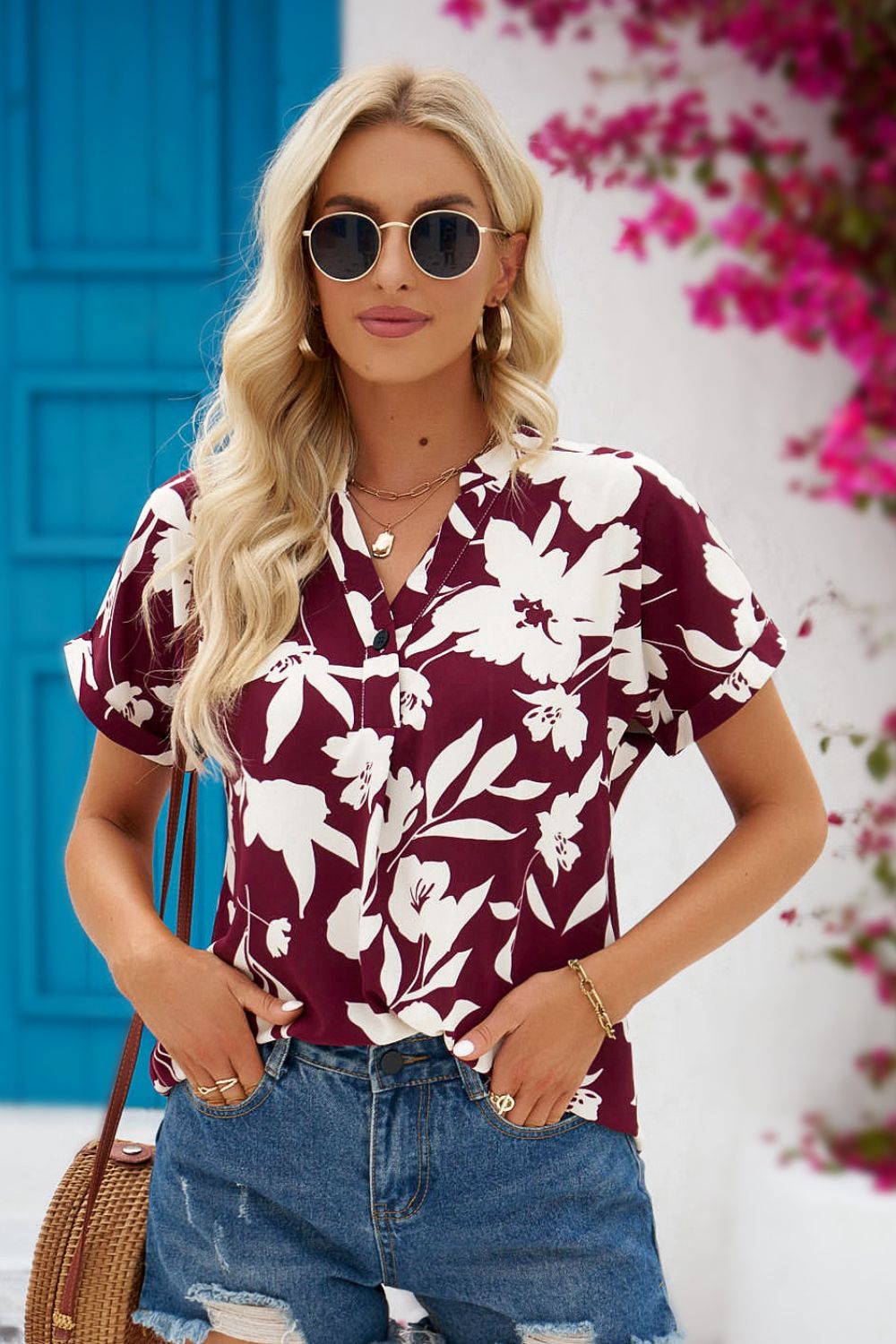 Lunaire | Blouse Fleurie avec Col Élégant et Confort Optimal pour Femmes