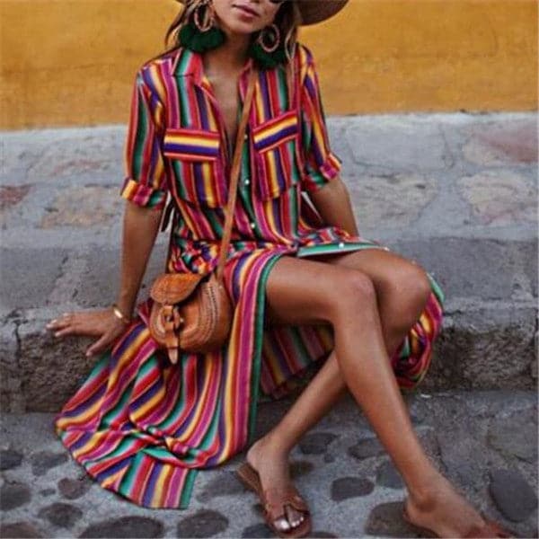 Raphaella - Robe longue rayée aux belles couleurs