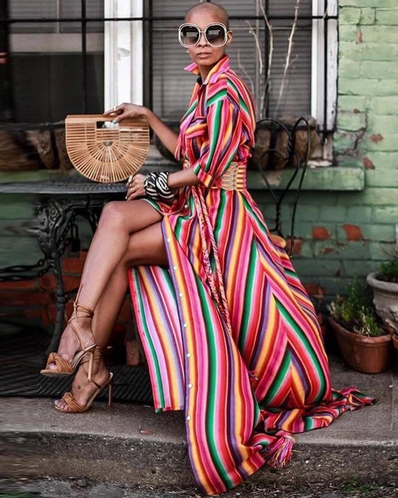 Raphaella - Robe longue rayée aux belles couleurs