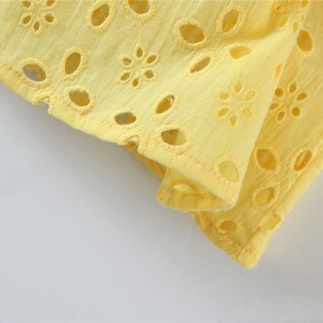 Léonie | Robe Jaune avec Broderie Élégante et Tissu de Haute Qualité pour Femmes