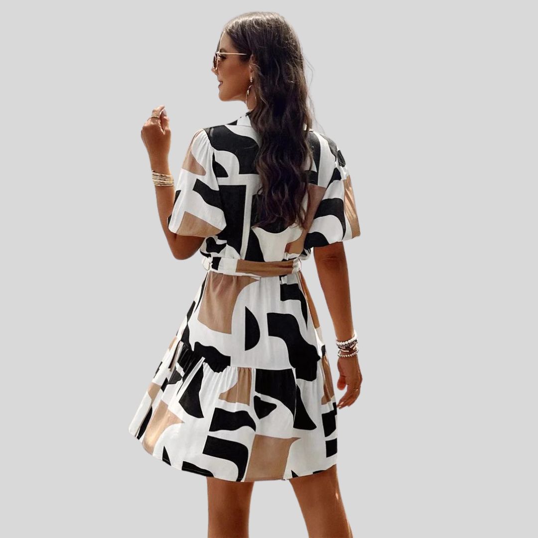 Sérénité | Robe Chemise avec Imprimé Abstrait et Tissu Élégant pour Femmes