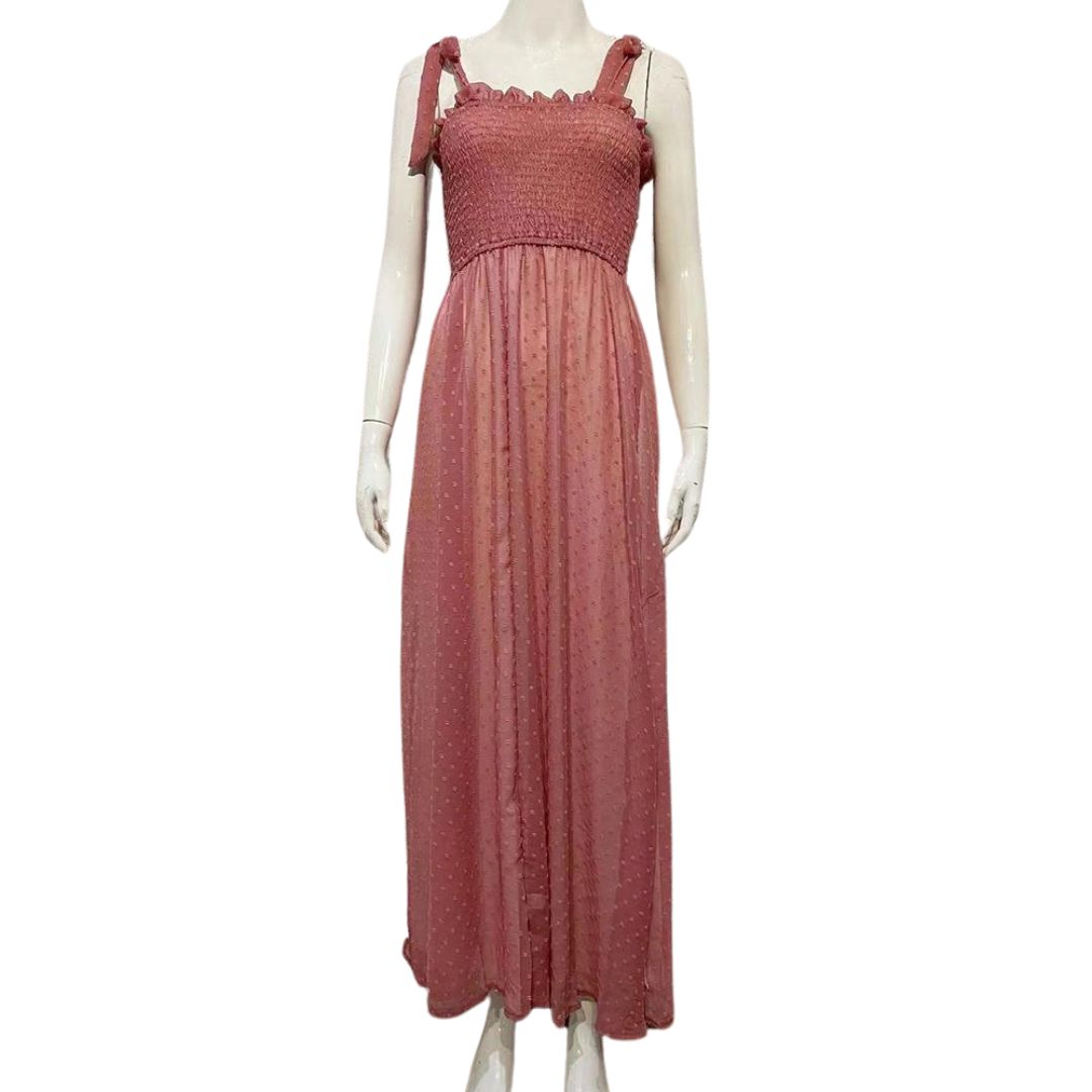 Liana | Robe Maxi Aérienne avec Motif à Pois et Coupe Confortable pour Femmes