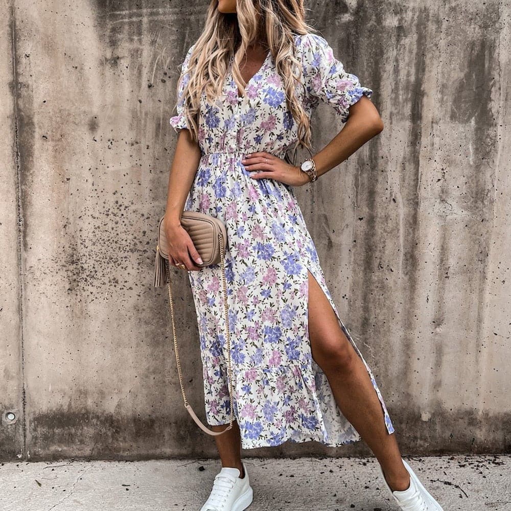Mia - Robe élégante en coton à motif