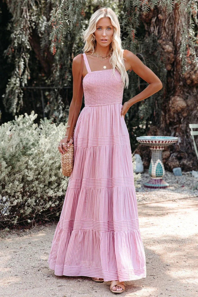Noelia - Robe longue plissée Boho Swing