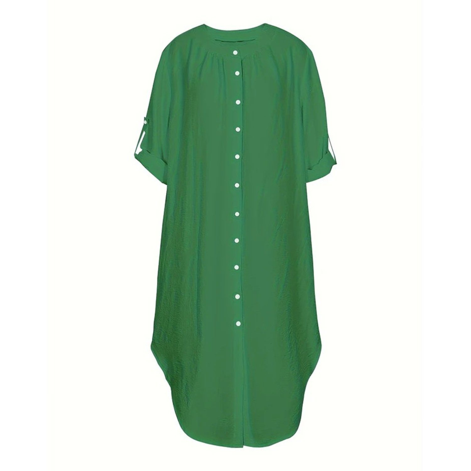 Clarissa - Robe chemise longue avec col en V et fente haute