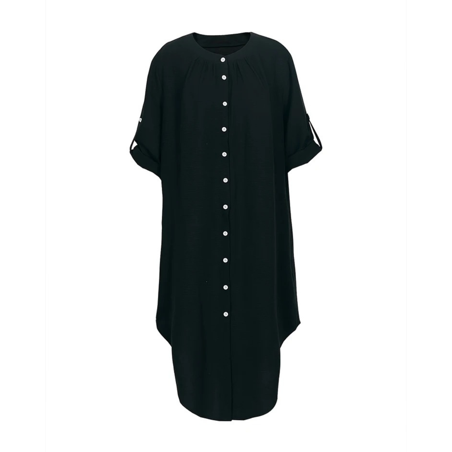 Clarissa - Robe chemise longue avec col en V et fente haute