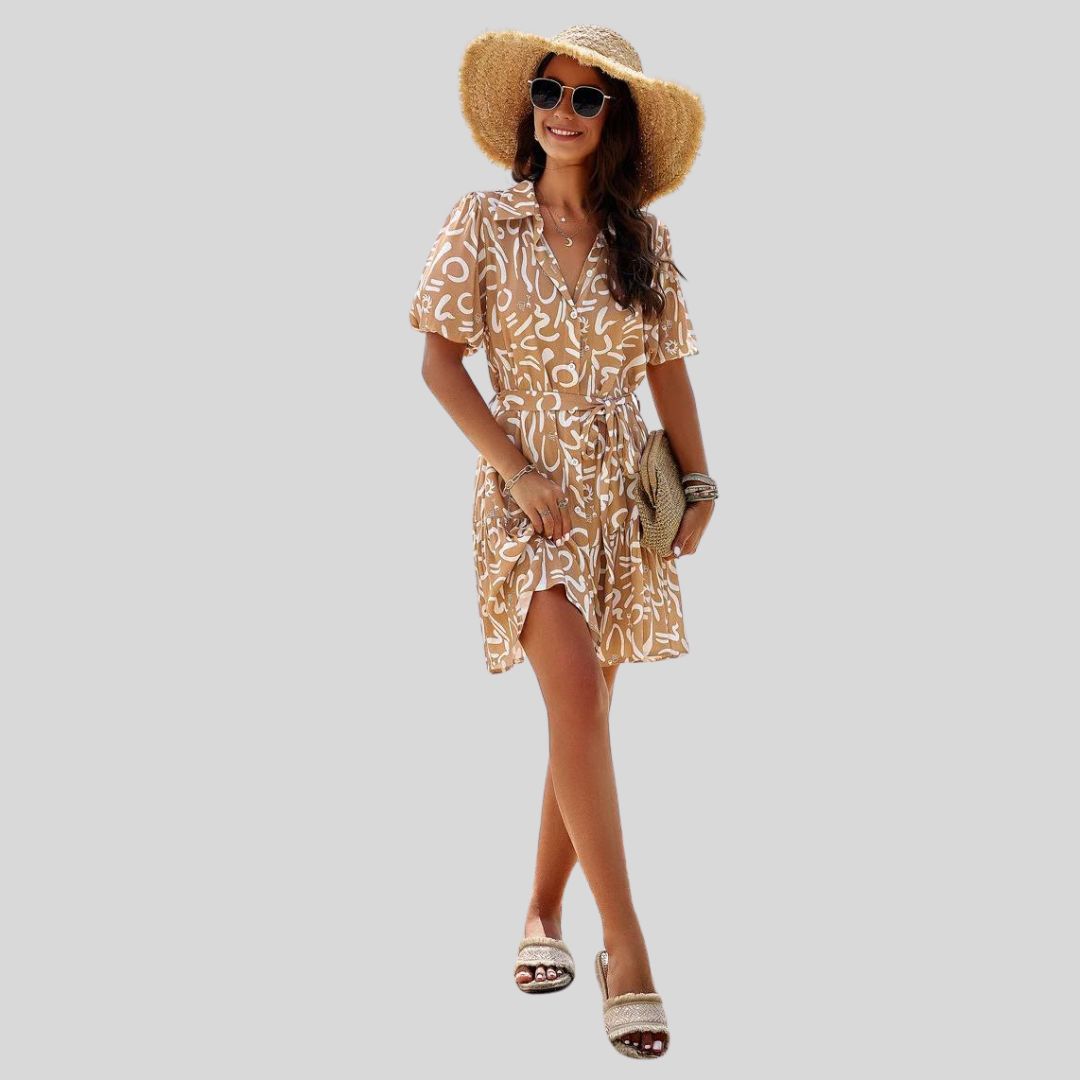 Sérénité | Robe Chemise avec Imprimé Abstrait et Tissu Élégant pour Femmes