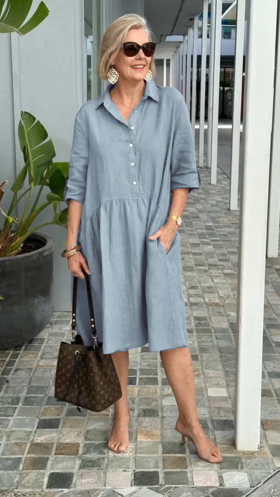 Rebecca – Nouvelle robe décontractée en lin et coton pour femme
