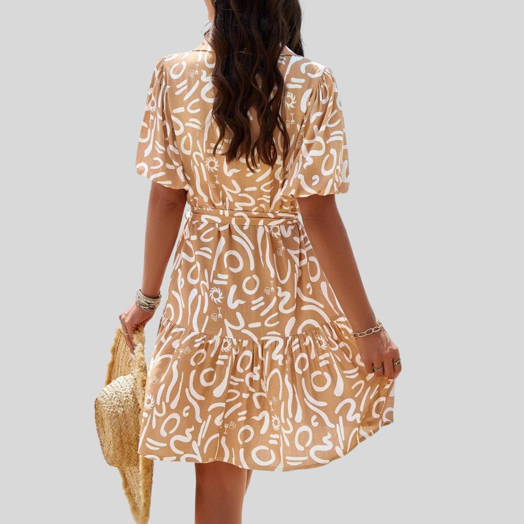 Sérénité | Robe Chemise avec Imprimé Abstrait et Tissu Élégant pour Femmes