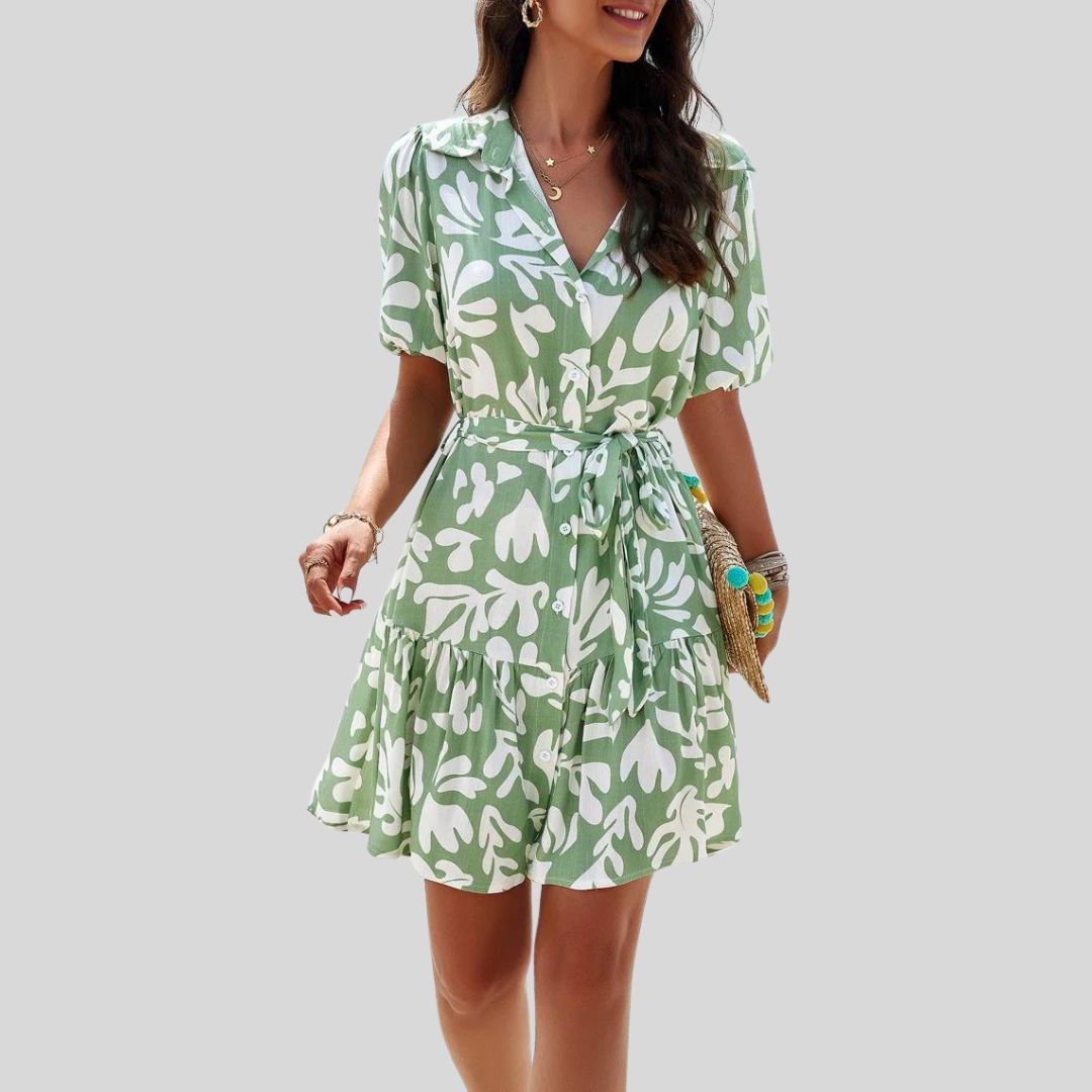 Sérénité | Robe Chemise avec Imprimé Abstrait et Tissu Élégant pour Femmes