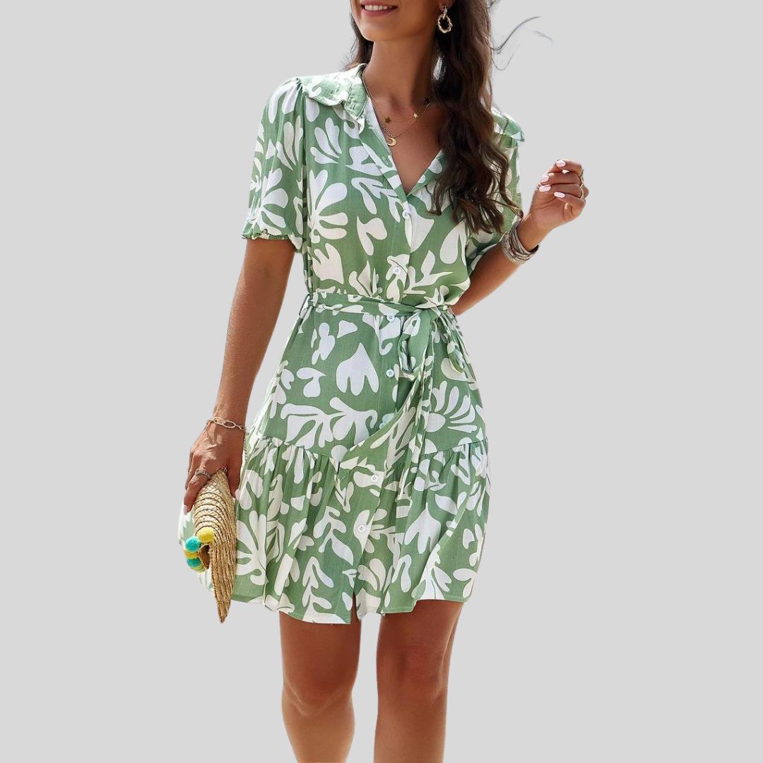 Sérénité | Robe Chemise avec Imprimé Abstrait et Tissu Élégant pour Femmes