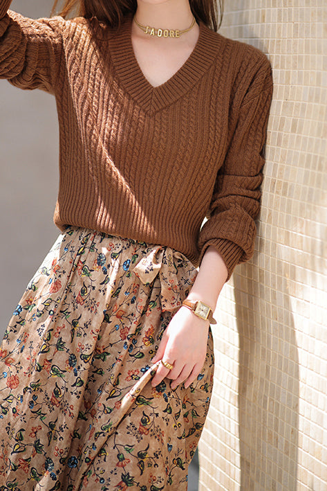 Sienna | Pull avec Imprimé Aran et Épaules Tombantes pour Femmes