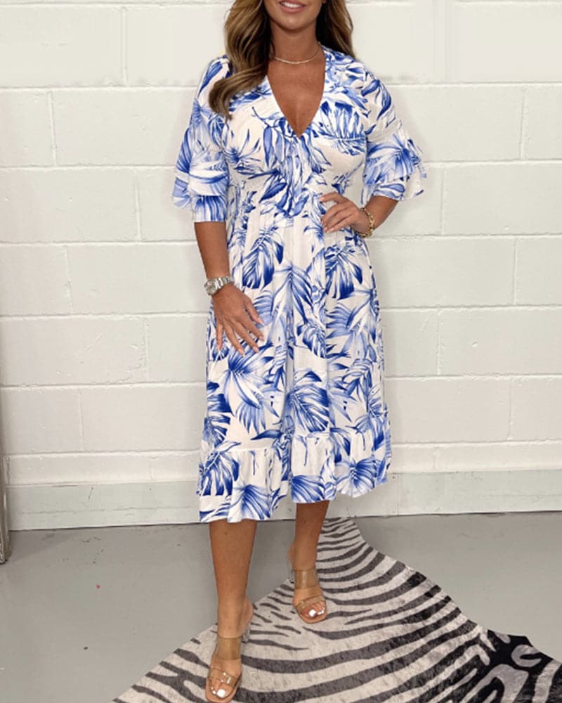 Jasmine - Robe midi tendance à motif feuilles