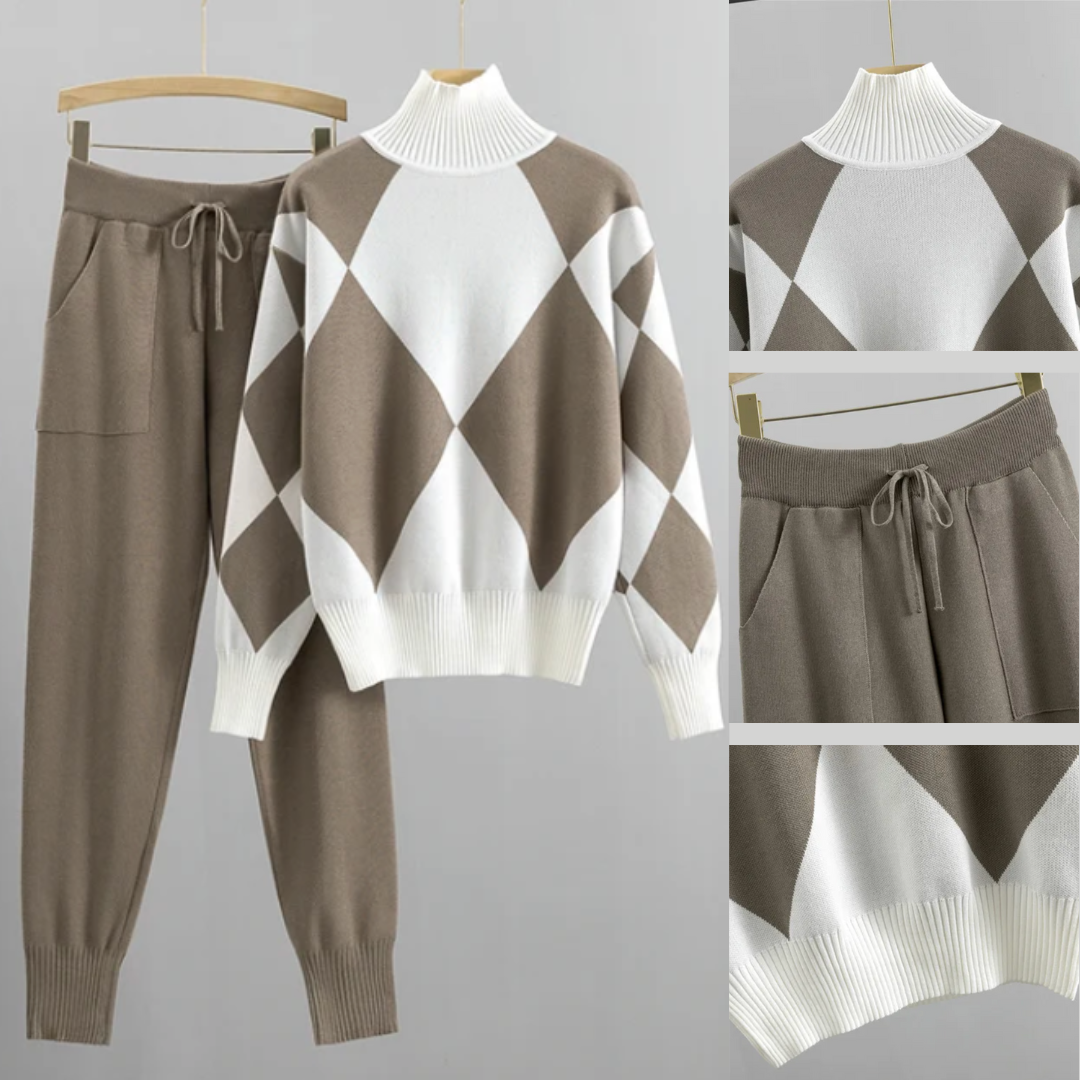 Elara | Ensemble Géométrique avec Style Moderne et Tissu Luxueux pour Femmes