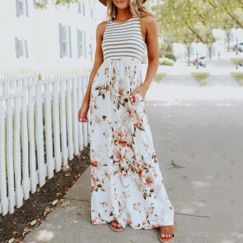 Marianna - Robe longue classique sans manches à taille haute élastique