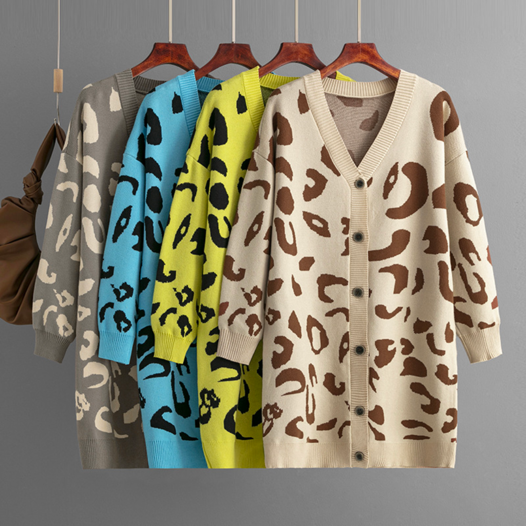 Sienna | Cardigan en Tricot Léopard avec Tissu Doux et Silhouette Flatteuse pour Femmes