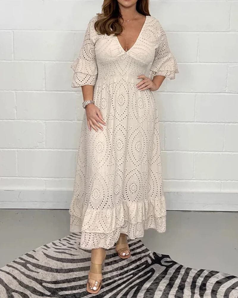 Chloé - Robe ample taille haute à col en V de couleur unie