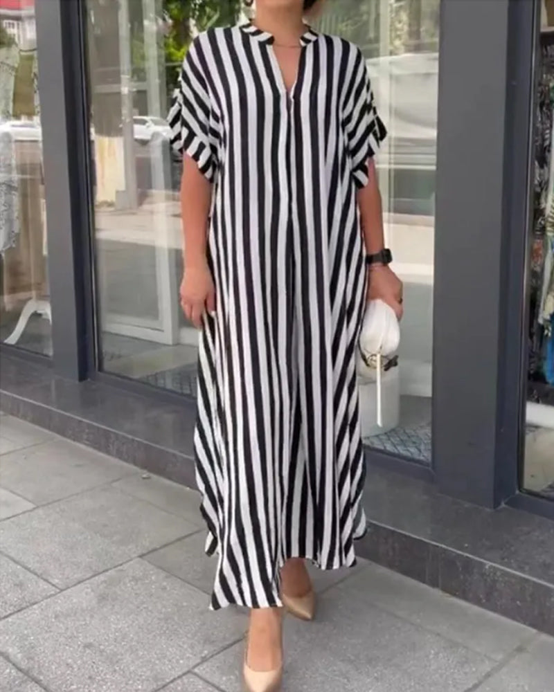 Jessica - Robe d'été à col en V et à rayures