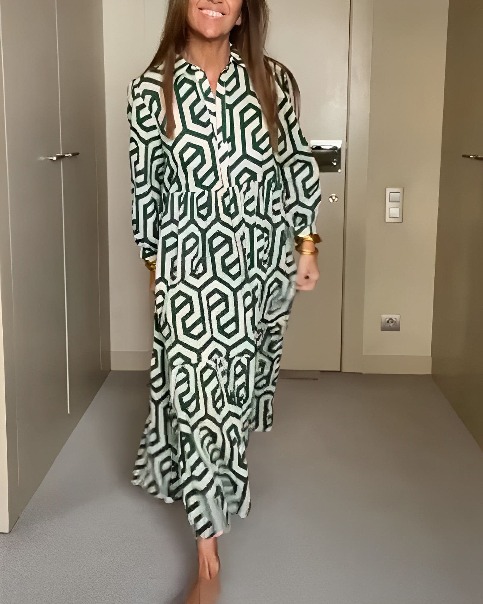 Klara - Robe longue décontractée à motif géométrique