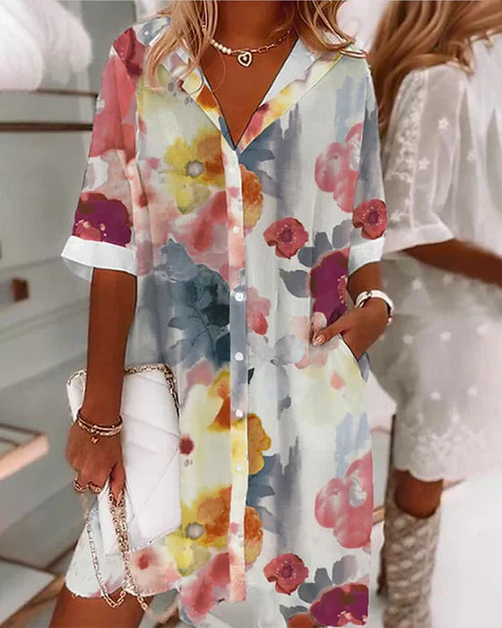 Rebecca – Robe chemise ample à manches mi-longues