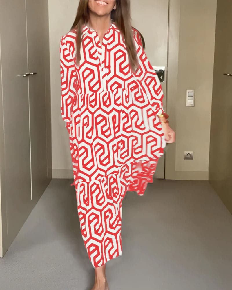 Klara - Robe longue décontractée à motif géométrique