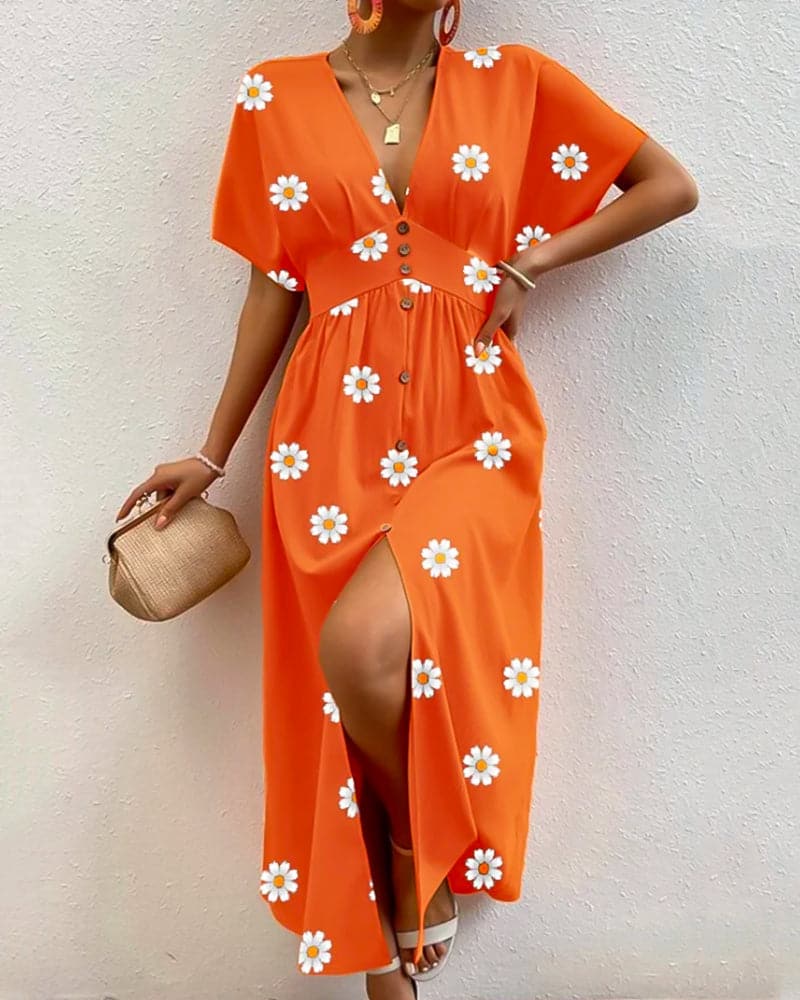 Ella - Robe fendue à imprimé floral