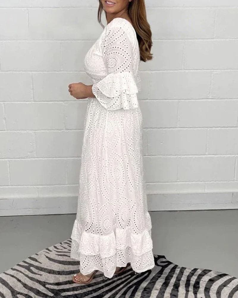 Chloé - Robe ample taille haute à col en V de couleur unie