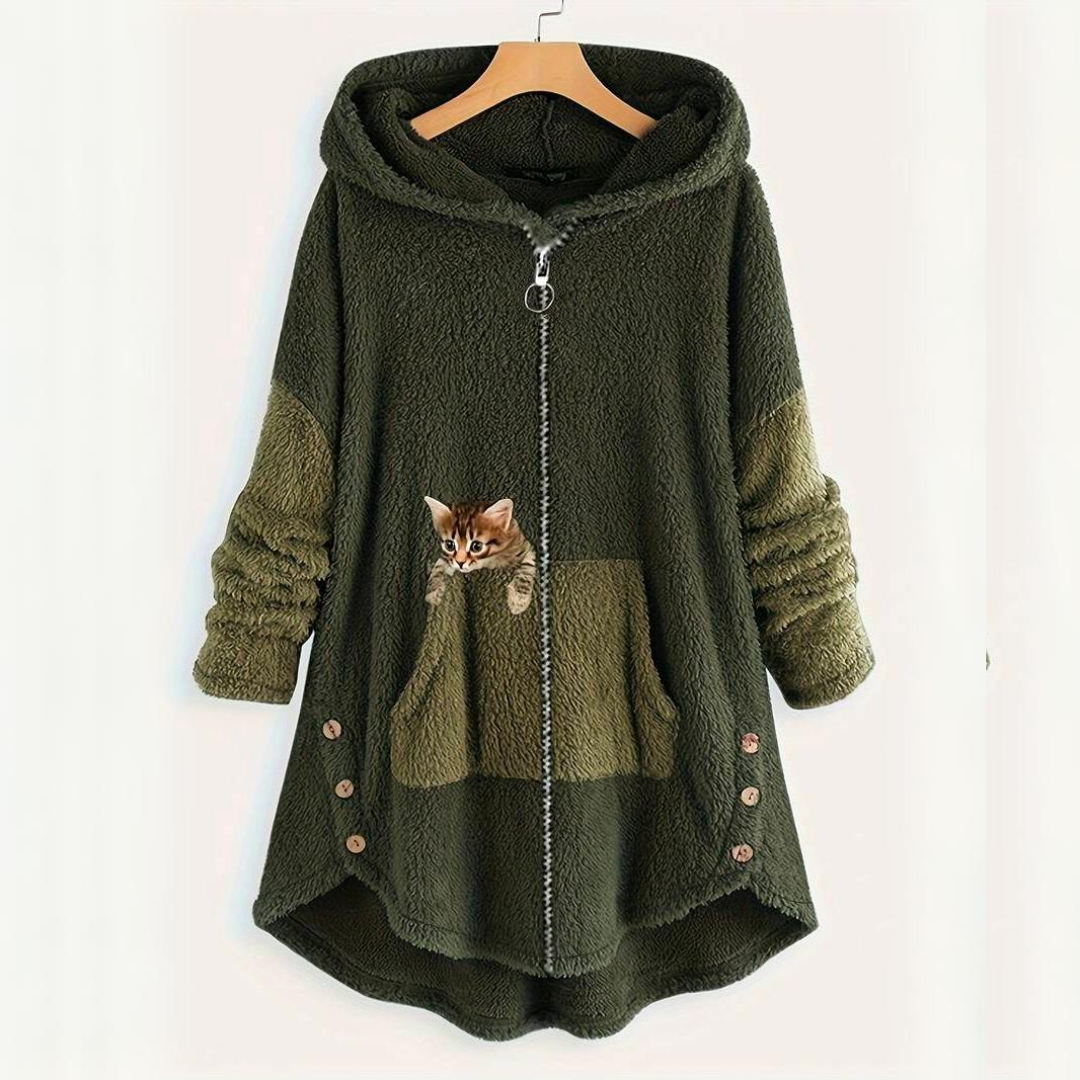 Mimi | Sweat à capuche avec Peluche Douce et Imprimé Chat pour Amateurs de Chats