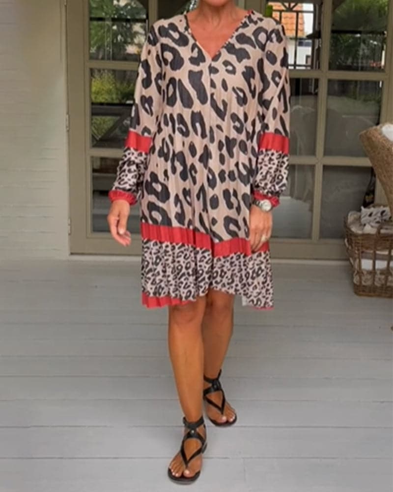 Denise - Robe color block imprimé léopard