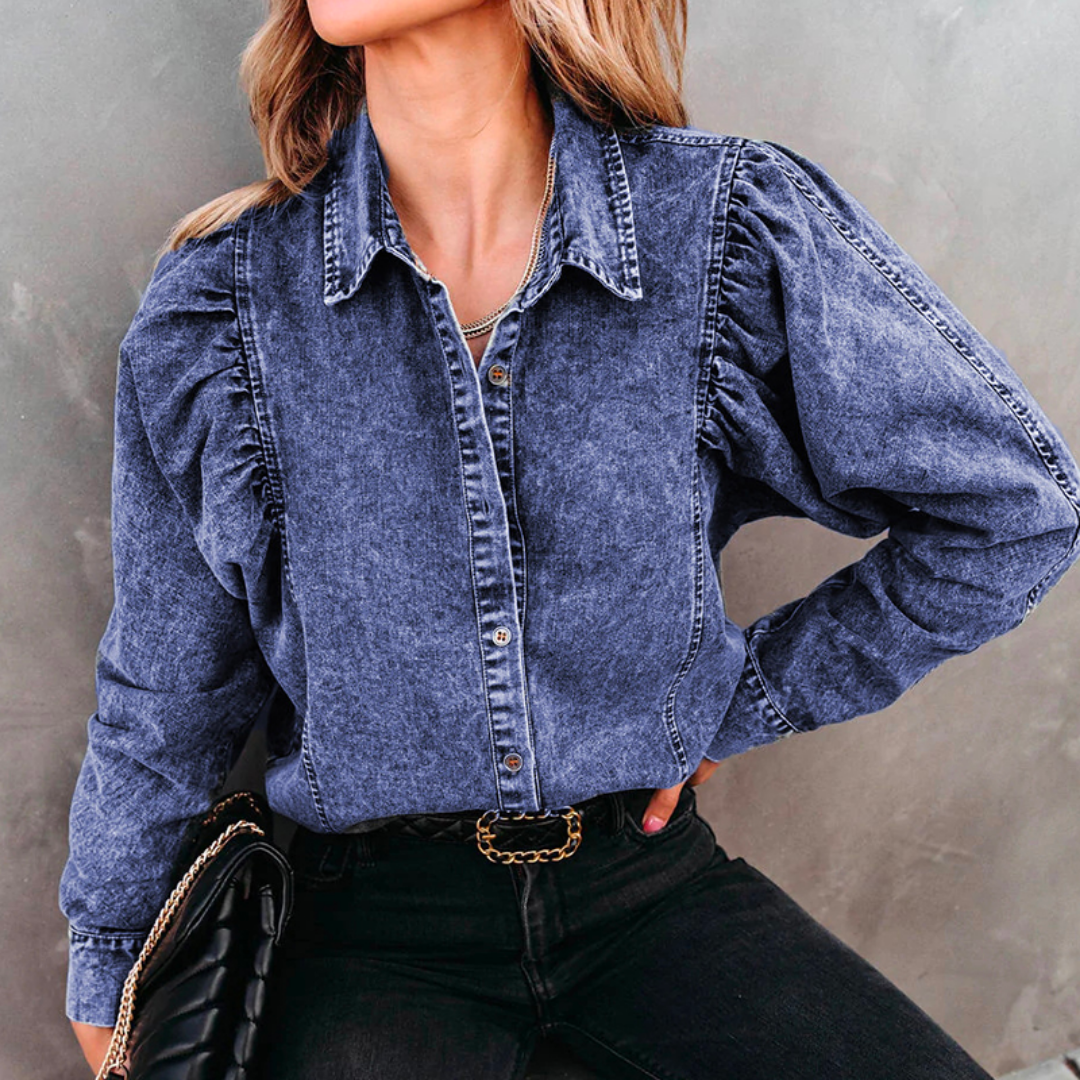 Livia | Blouse en denim avec Élégance intemporelle et Style polyvalent pour Femmes