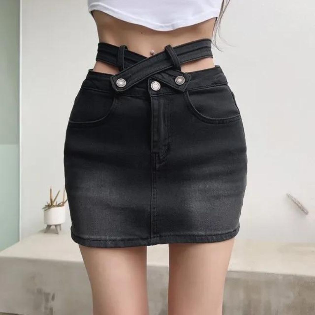 Sienna | Jupe en Denim avec Ceinture Échancrée et Style Moderne pour Femmes
