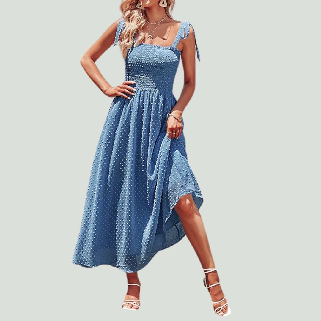 Liana | Robe Maxi Aérienne avec Motif à Pois et Coupe Confortable pour Femmes
