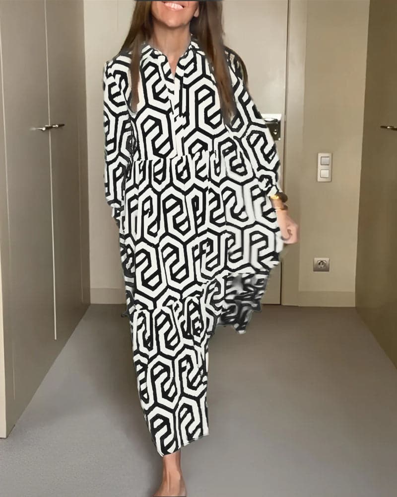Klara - Robe longue décontractée à motif géométrique