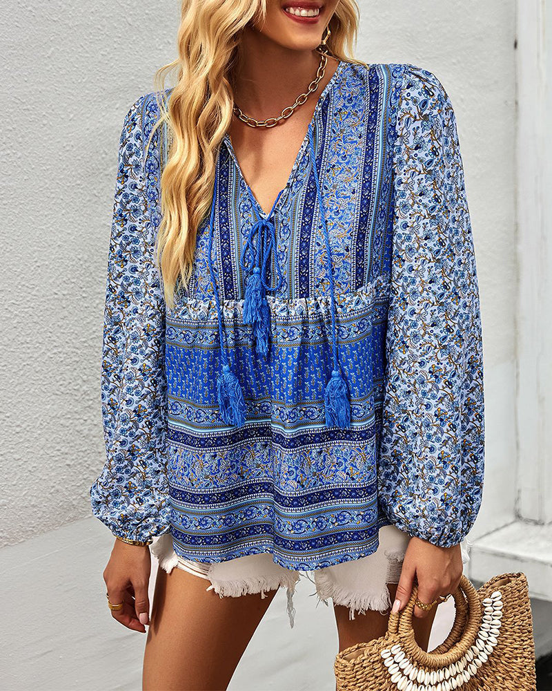 Léna | Blouse Décontractée avec Imprimé Unique et Tissu Léger pour Femmes