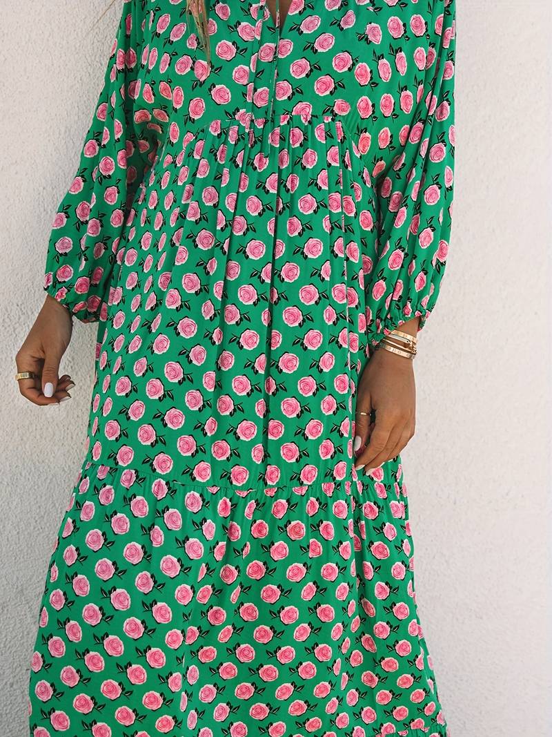 Soleil | Robe longue avec Imprimé Floral et Tissu Fluide pour Femmes