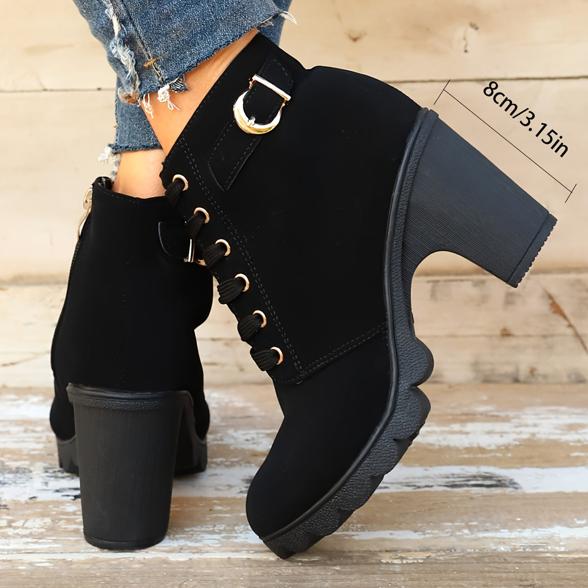 Lotte | Sleek Solid Colour Chunky Heele Boots