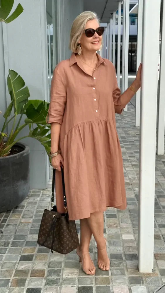 Rebecca – Nouvelle robe décontractée en lin et coton pour femme