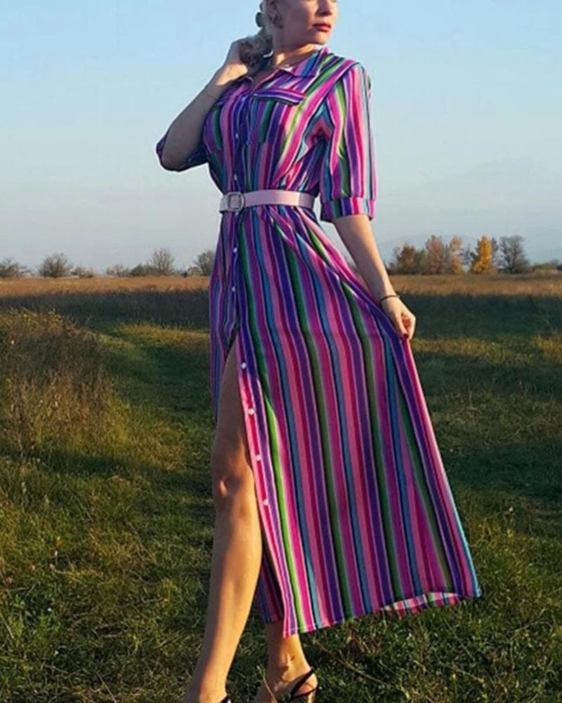 Raphaella - Robe longue rayée aux belles couleurs