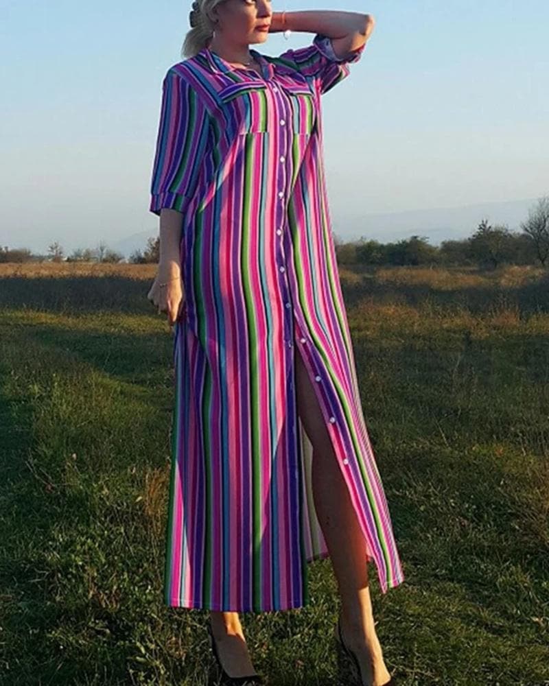 Raphaella - Robe longue rayée aux belles couleurs