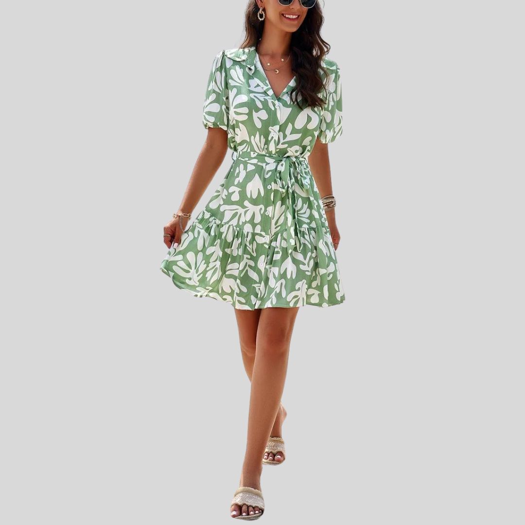 Sérénité | Robe Chemise avec Imprimé Abstrait et Tissu Élégant pour Femmes