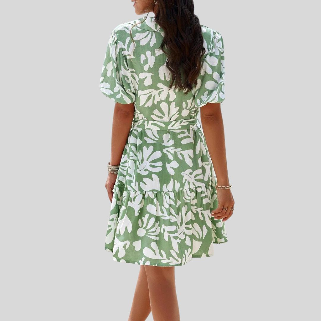 Sérénité | Robe Chemise avec Imprimé Abstrait et Tissu Élégant pour Femmes
